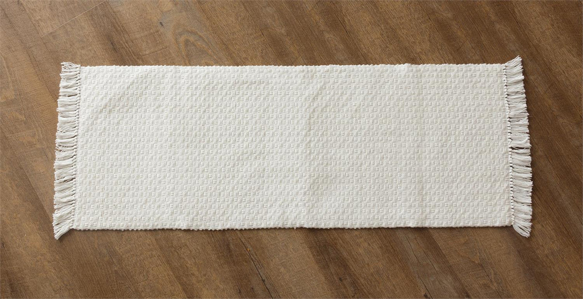 Woven Cotton Table Runner With Fringe - Cream
