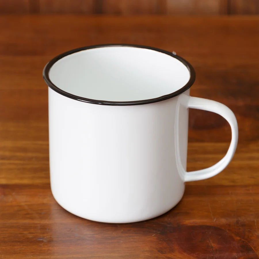White Enamelware 24oz Mug - The Brass Bee