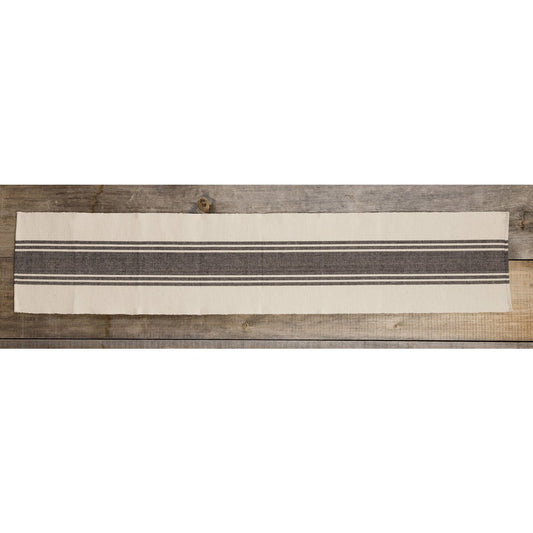 Black and Natural Grain Sack Striped Table Runner - The Brass Bee