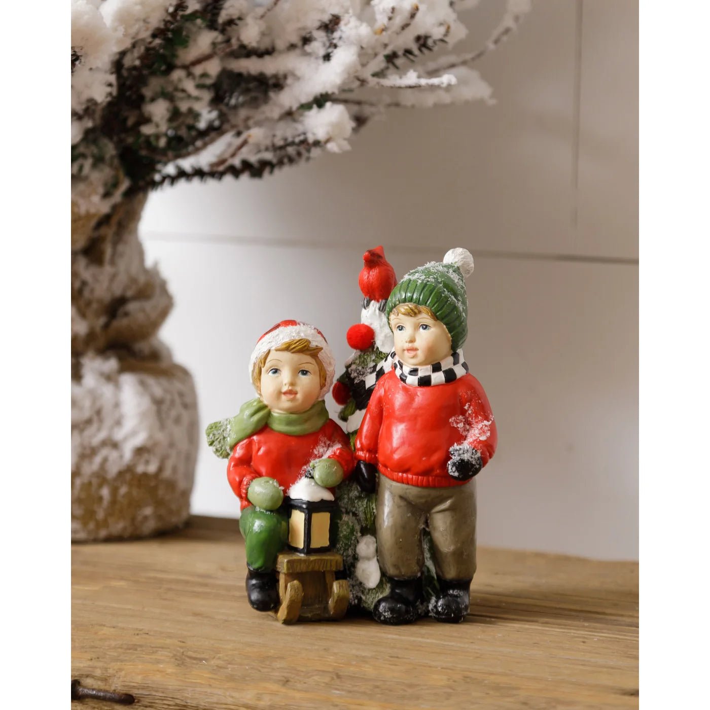 Children with Sled Resin Figures - The Brass Bee