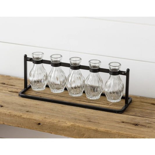 Clustered Hanging Bud Vase With 5 Bottles - The Brass Bee