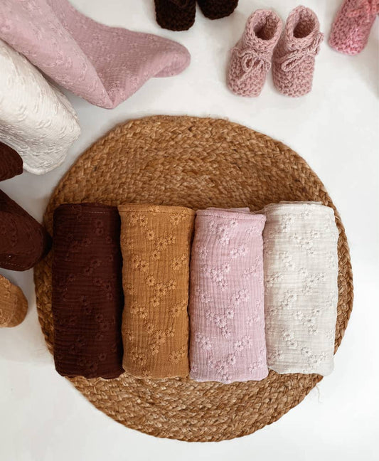 Embroidered Eyelet Swaddle - The Brass Bee