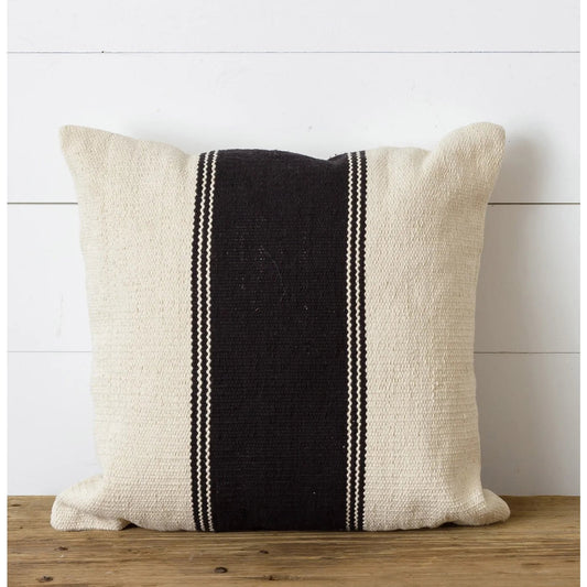Grain Sack Pillow - Black Stripe - The Brass Bee
