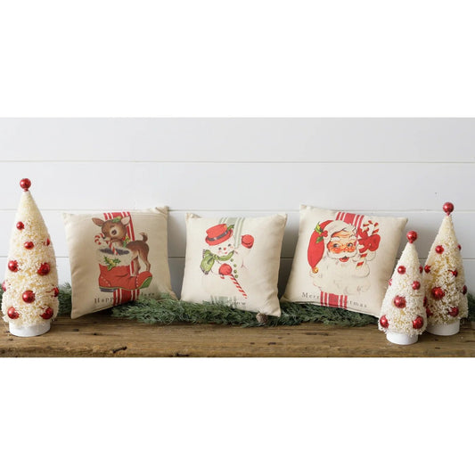 Grain Sack Pillows Vintage - Deer, Santa, Snowman - The Brass Bee
