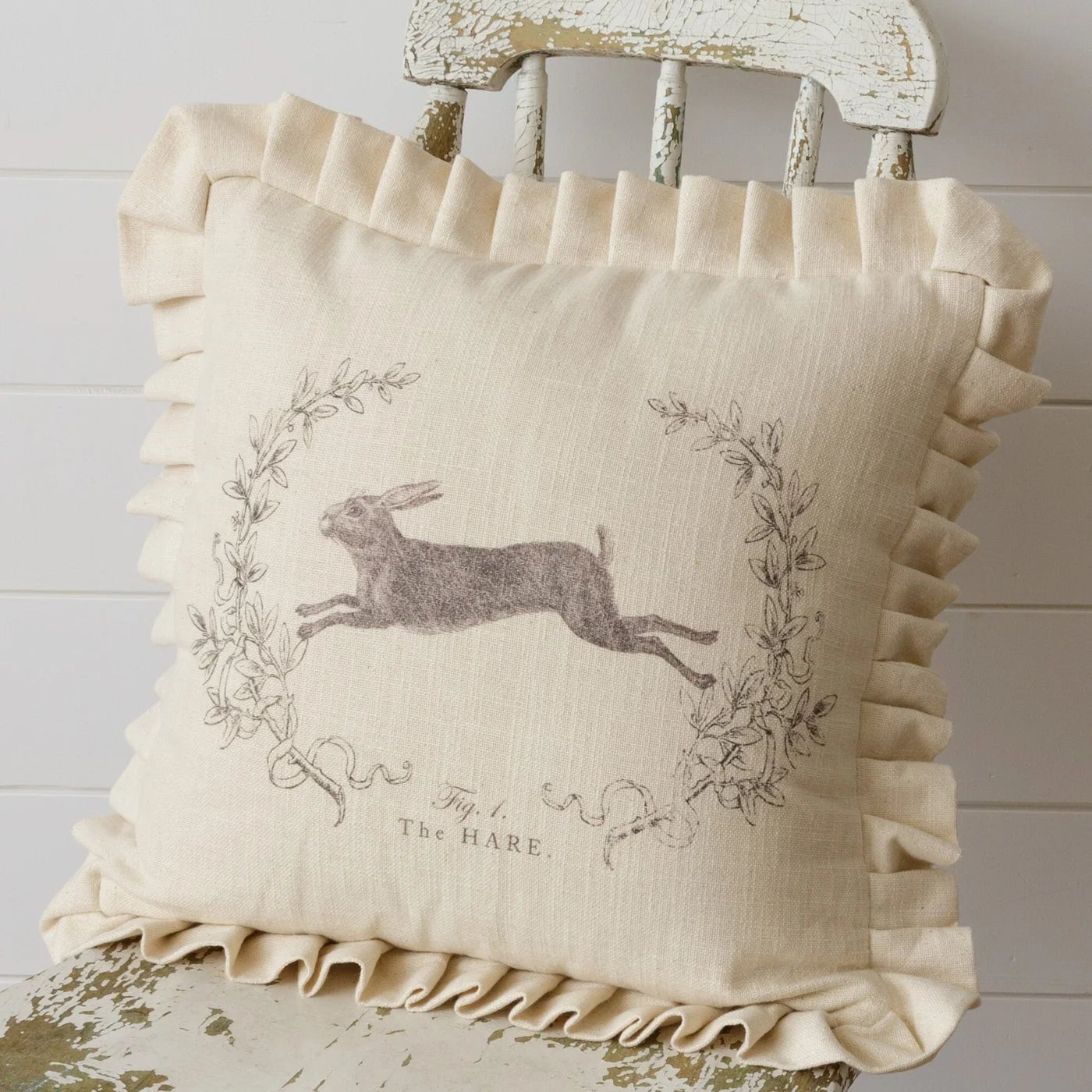 Leaping Hare With Ruffles Pillow - The Brass Bee