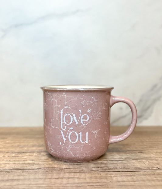 Love You Valentines Day Pink Marble Campfire Coffee Mug - The Brass Bee