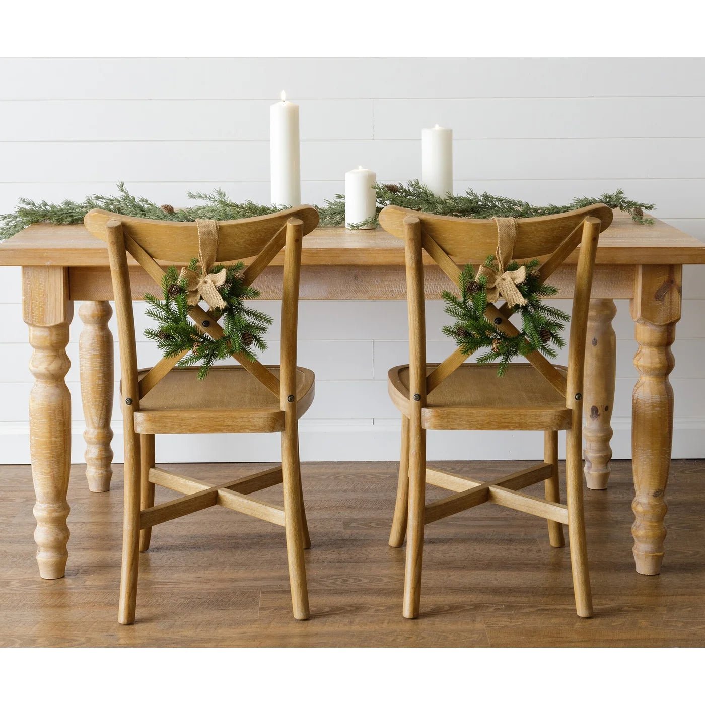 Mini Pine Wreath with Burlap Bow