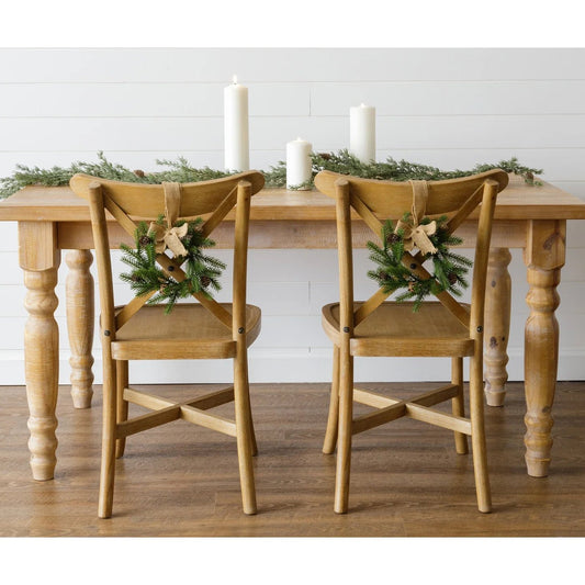 Mini Pine Wreath with Burlap Bow