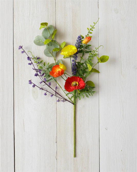 Poppies Assorted Color Foliage Pick - The Brass Bee