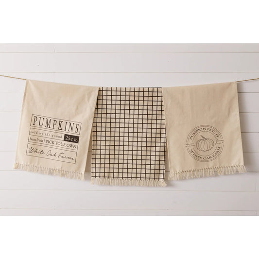 Pumpkin Patch White Oaks Farms Tea Towel Trio