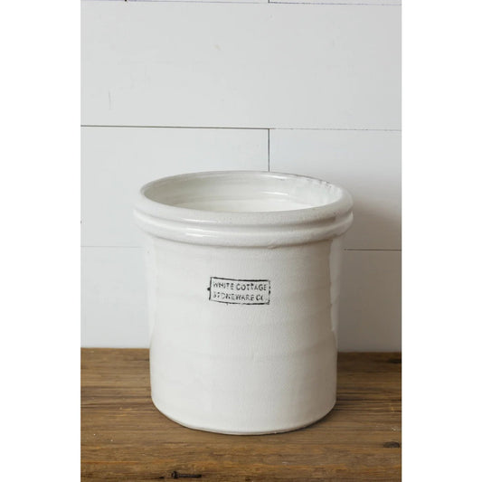 White Cottage Stoneware Crock
