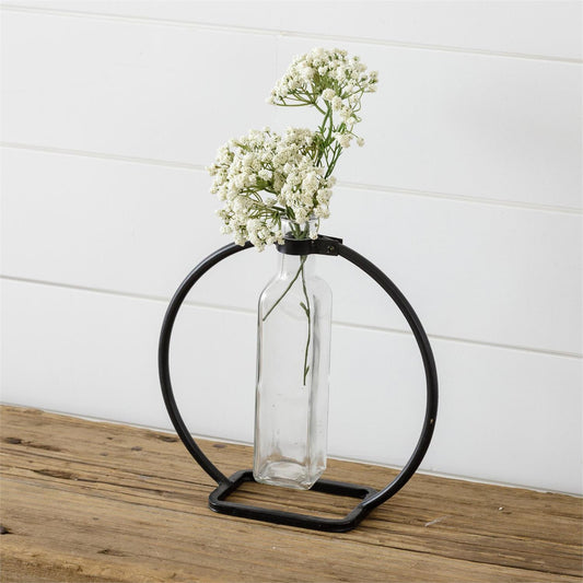 Large Stem Vase With Metal Stand - The Brass Bee