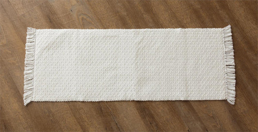 Woven Cotton Table Runner With Fringe - Cream - The Brass Bee