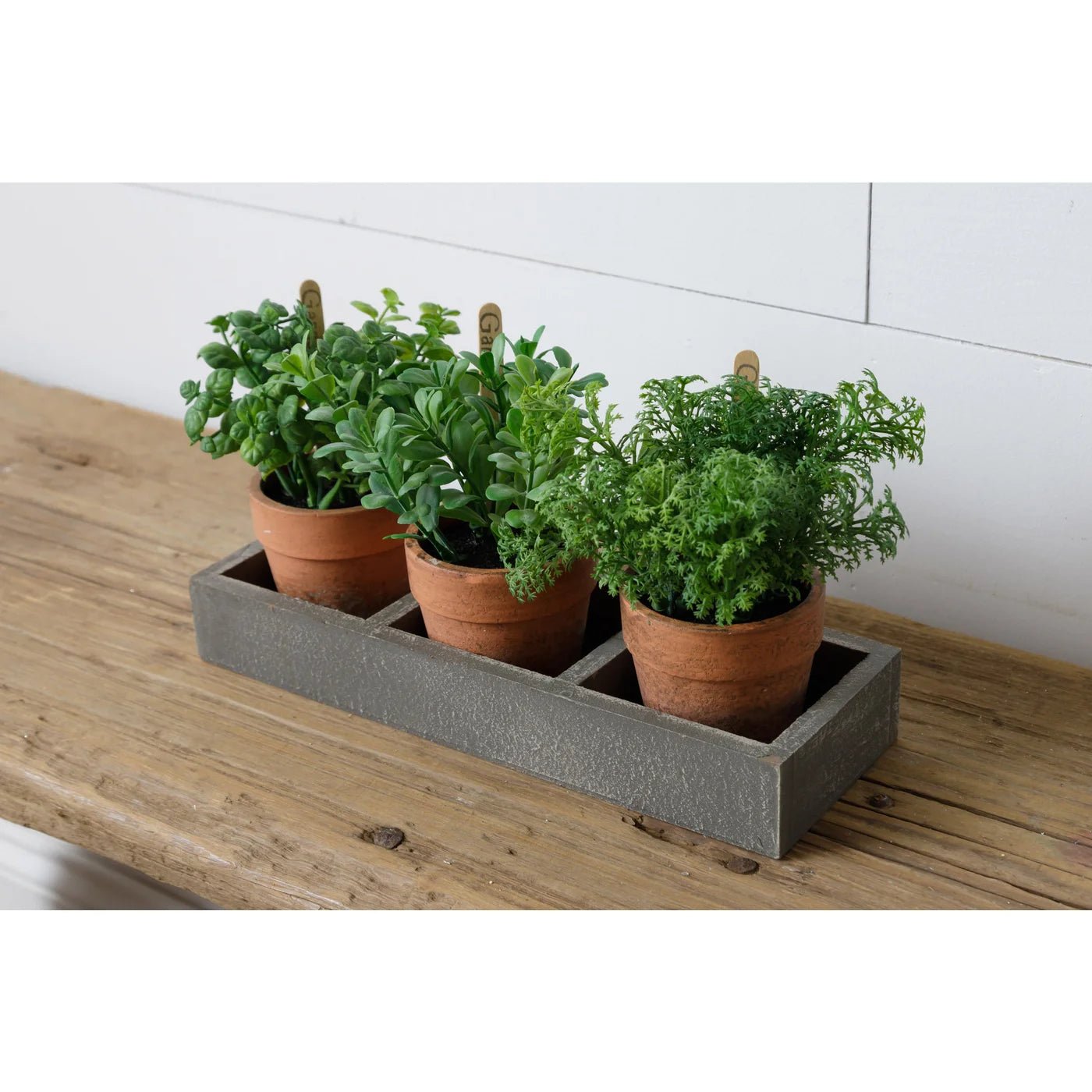 Assorted Herbs in Wooden Tray - The Brass Bee