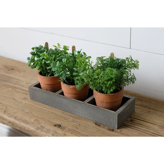 Assorted Herbs in Wooden Tray - The Brass Bee