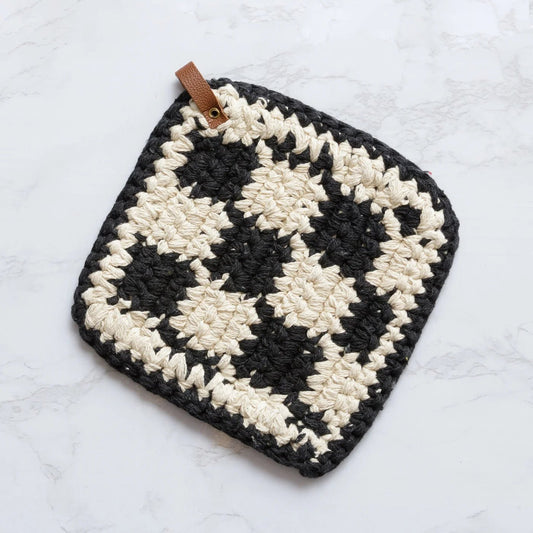 Black and Natural Check Pot Holder - The Brass Bee