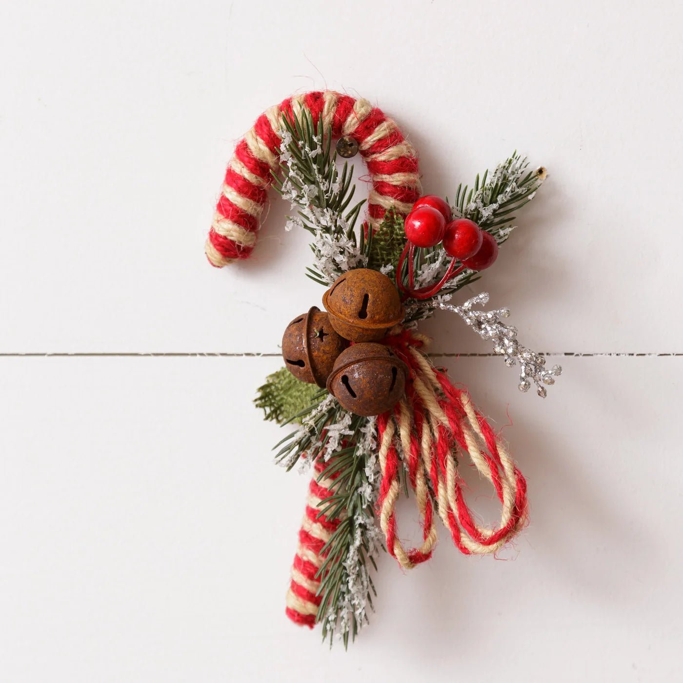 Candy Cane with Bells and Berries - The Brass Bee