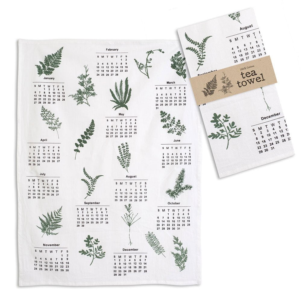 Greenery Calendar Tea Towel - The Brass Bee