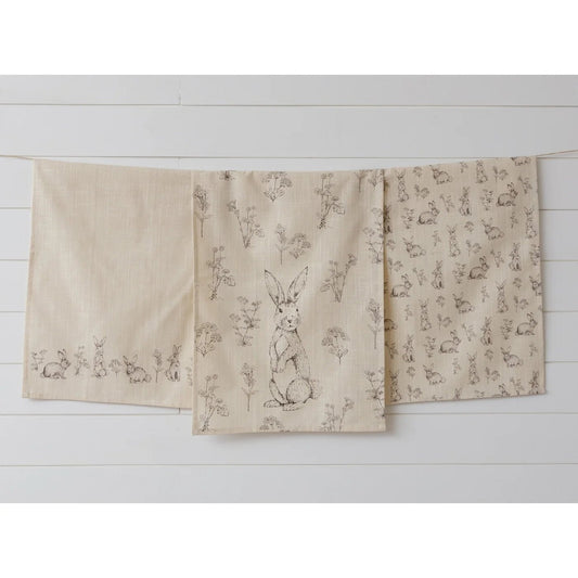 Tea Towels - Rabbit and Wildflowers - The Brass Bee